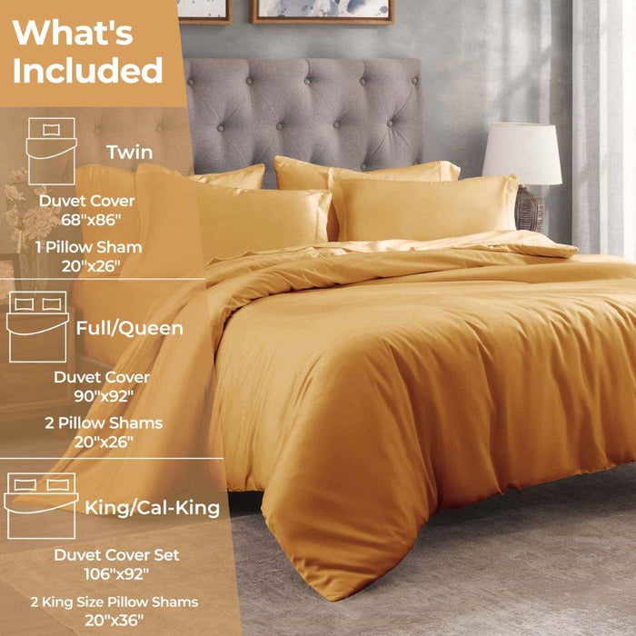 Egyptian Cotton 300 Thread Count Solid Duvet Cover Set - Gold