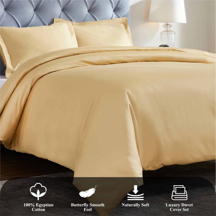 1200 Thread Count Egyptian Solid Cotton Duvet Cover Set