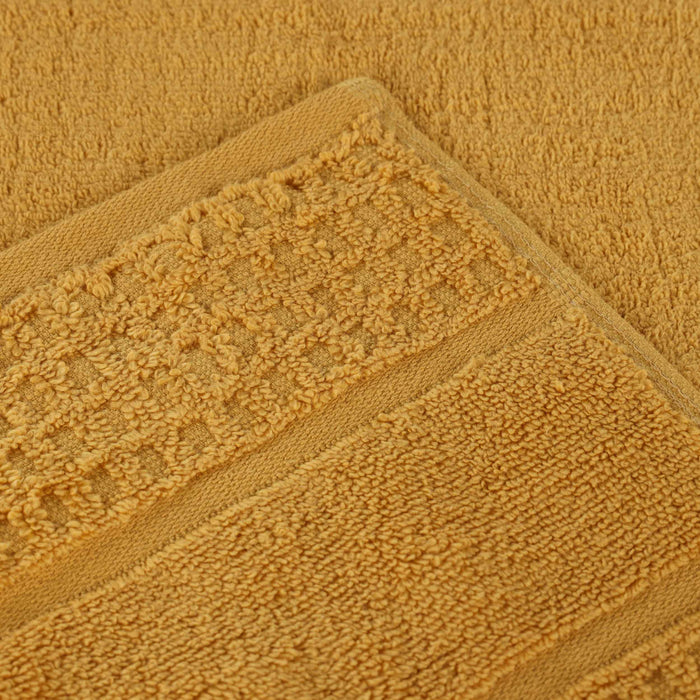 Zero Twist Cotton Waffle Honeycomb Plush Absorbent 9 Piece Towel Set - Gold