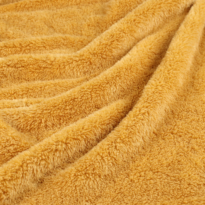 Classic Solid Fleece Plush Medium Weight Fluffy Soft Blanket - Gold