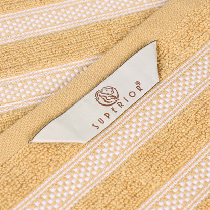 Zero Twist Cotton Ribbed Geometric Border Plush 9 Piece Towel Set - Blue Nile Mills