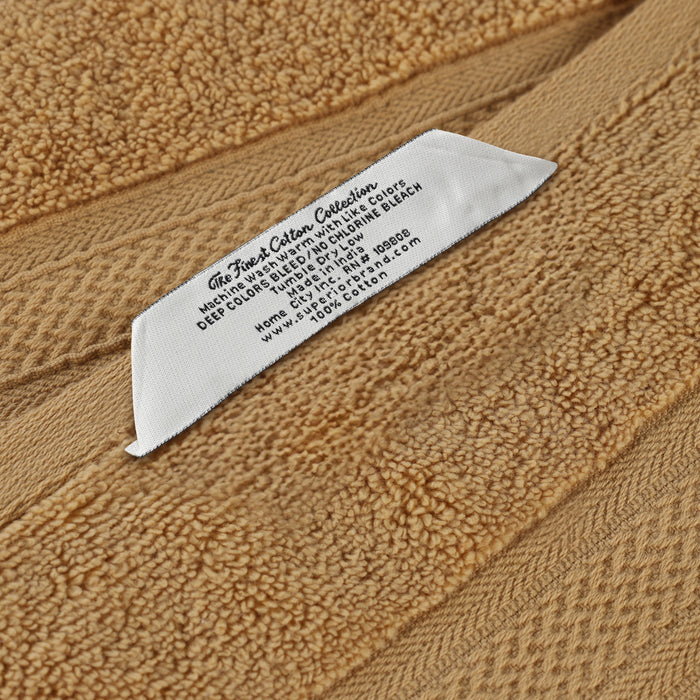 Cotton Solid & Jacquard Chevron 8 Piece Assorted Towel Set - Gold