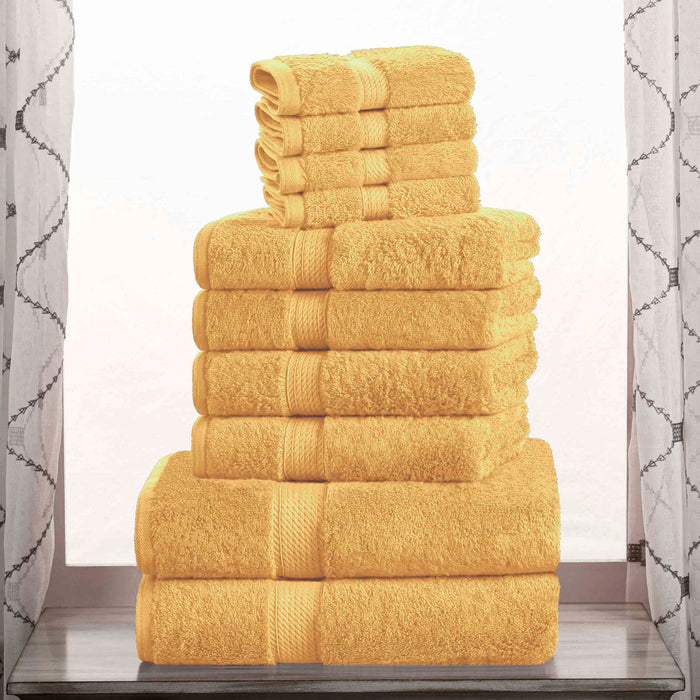 Egyptian Cotton Pile Plush Heavyweight Luxury Soft 10-Piece Towel Set