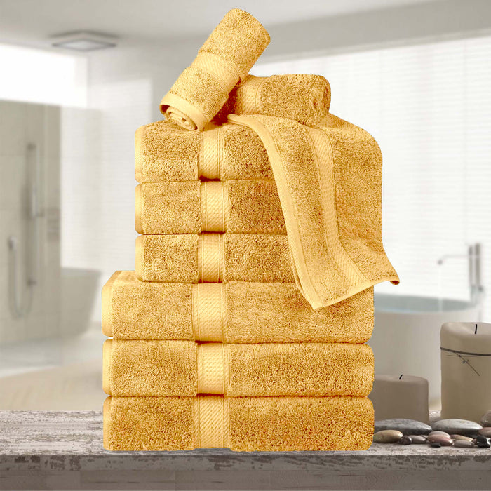 Egyptian Cotton Pile Plush Heavyweight Luxury Soft 9-Piece Towel Set