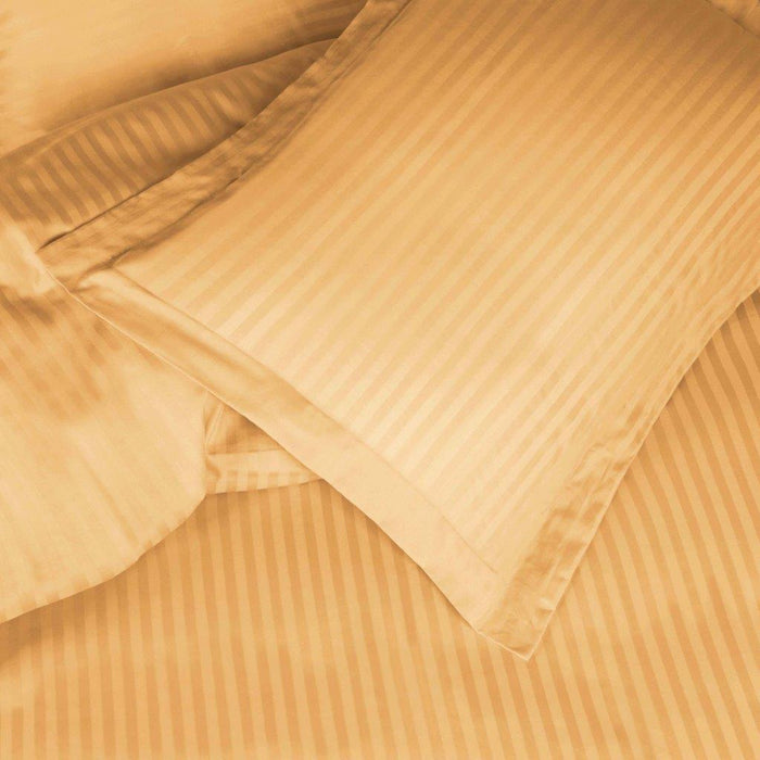 Egyptian Cotton 600 Thread Count Striped Duvet Cover Set - Gold