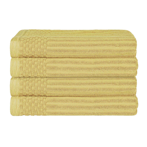 Soho Ribbed Textured Cotton Ultra-Absorbent Bath Towel Set of 4 - GoldenMist