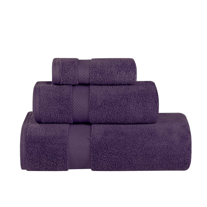Cotton Zero Twist Solid 3 Piece Towel Set - GrapeSeed