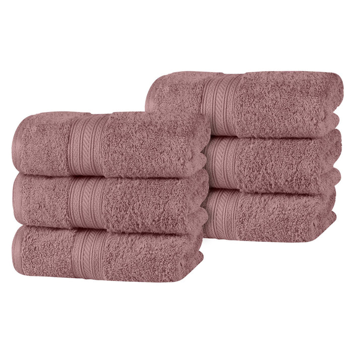 Atlas Combed Cotton Highly Absorbent Solid Hand Towels Set of 6 - Grape Shake
