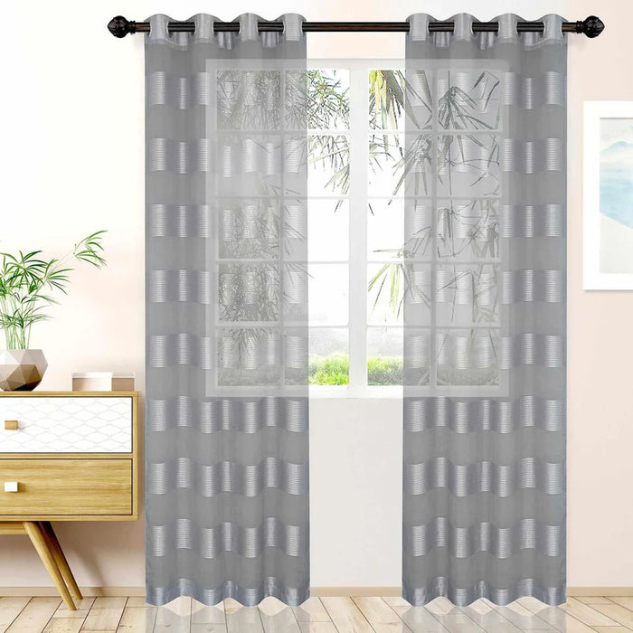 Dalisto Rope Textured Sheer Curtain Set of 2 with Grommet Top Header - Graphite