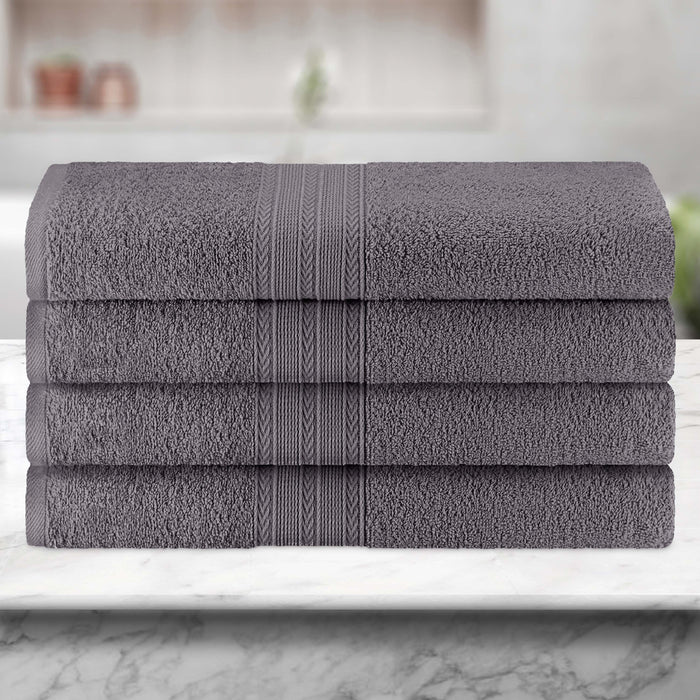 Cotton Eco-Friendly 4 Piece Solid Bath Towel Set - Graphite