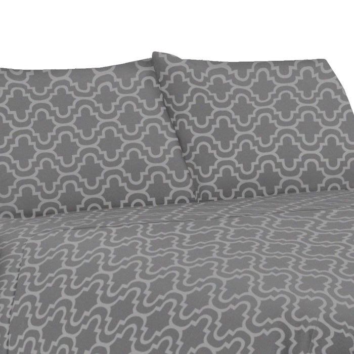 Cotton Flannel Trellis Deep Pocket Sheet Set - Gray