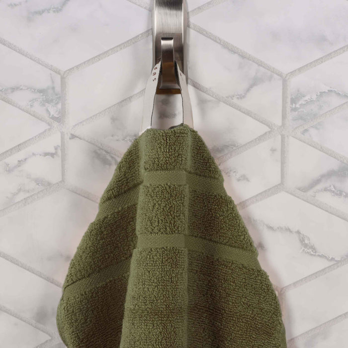 Zero Twist Cotton Waffle Honeycomb Soft Absorbent Hand Towel Set of 6 - Forrest Green
