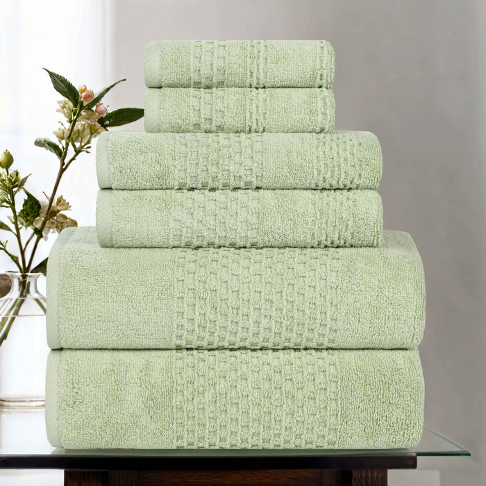 Playa Zero Twist Cotton Solid Waffle Textured 6 Piece Towel Set