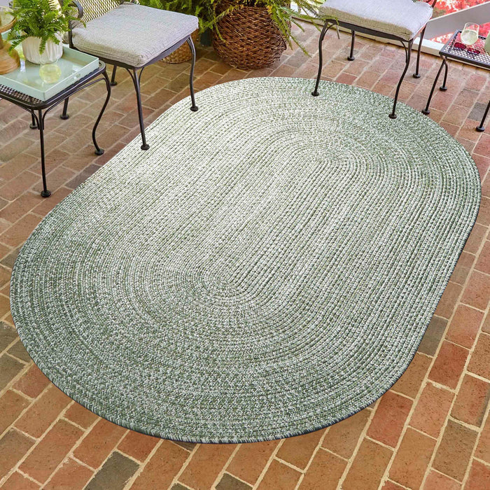 Reversible Braided Area Rug Two Tone Indoor Outdoor Rugs - Green