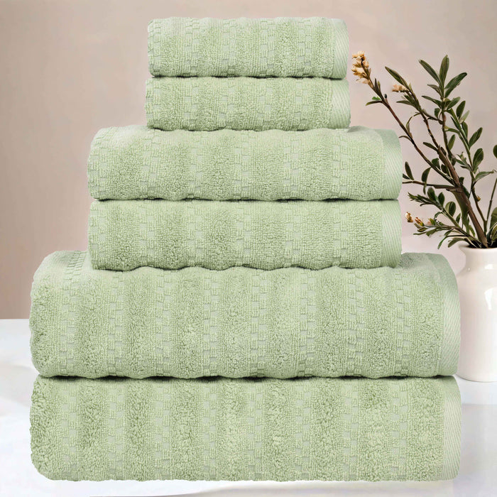 Zuma Zero Twist Cotton Medium Weight Soft Absorbent 6 Piece Towel Set