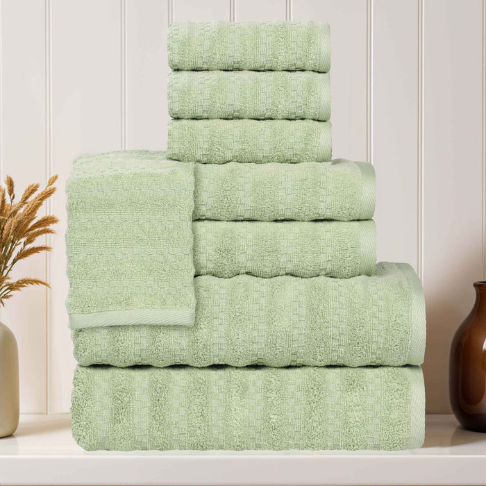 Zuma Zero Twist Cotton Medium Weight Soft Absorbent 8 Piece Towel Set