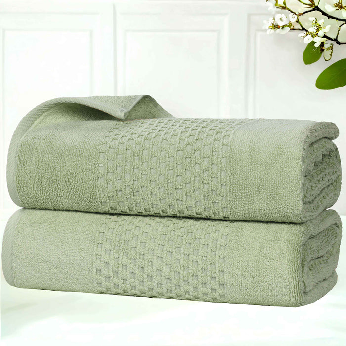 Playa Zero Twist Cotton Solid Waffle Textured Bath Towels, Set of 2