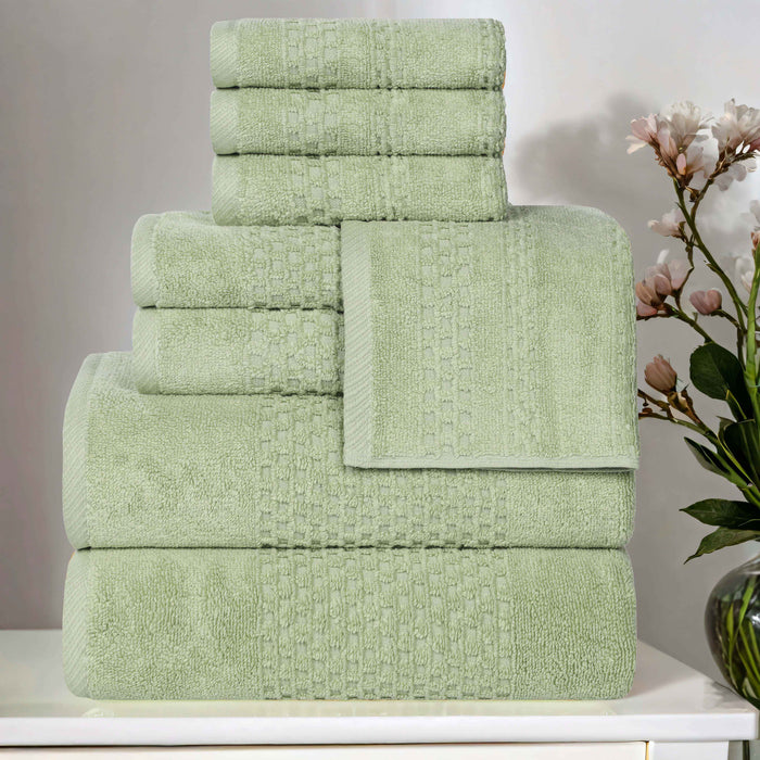 Playa Zero Twist Cotton Solid Waffle Textured 8 Piece Towel Set