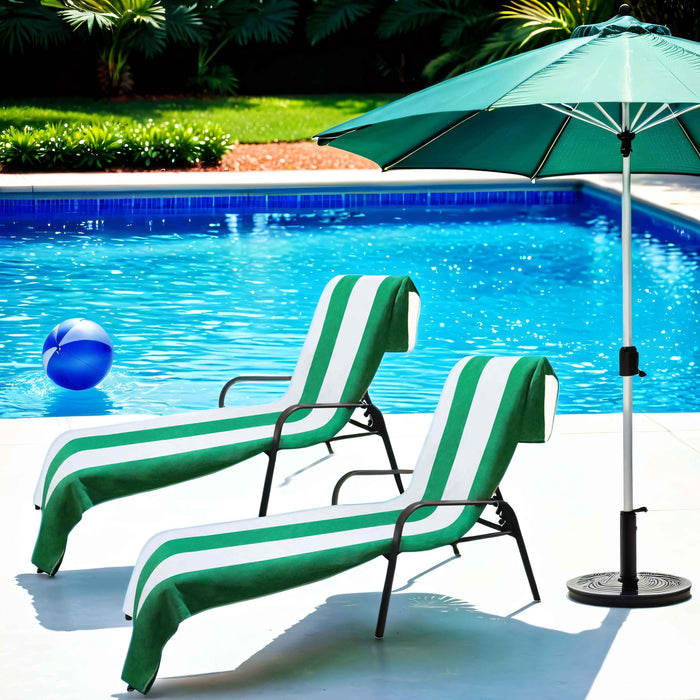 Cabana Striped Cotton Standard Size Towel / Chaise Lounge Chair Cover - Green