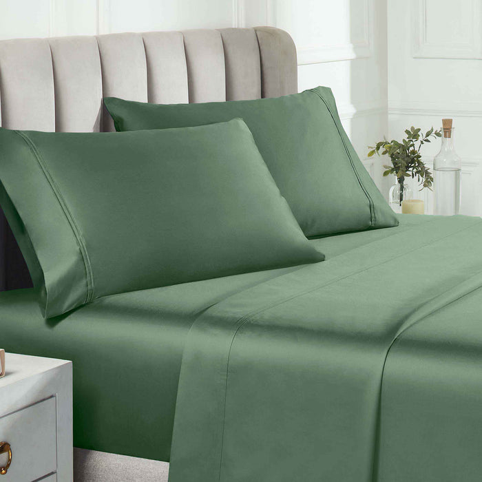 Egyptian Cotton 850 Thread Count Solid Bed Sheet Set - Green