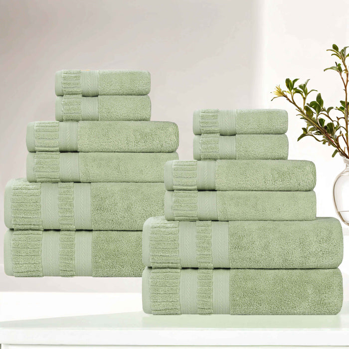 Venice Zero Twist Cotton Medium Weight Absorbent 12 Piece Towel Set