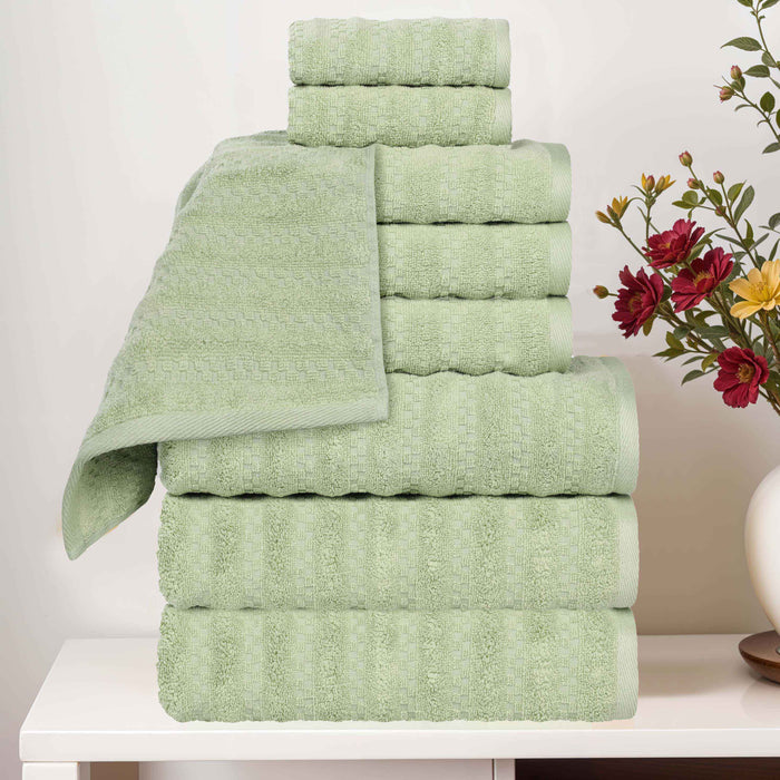 Zuma Zero Twist Cotton Medium Weight Soft Absorbent 9 Piece Towel Set