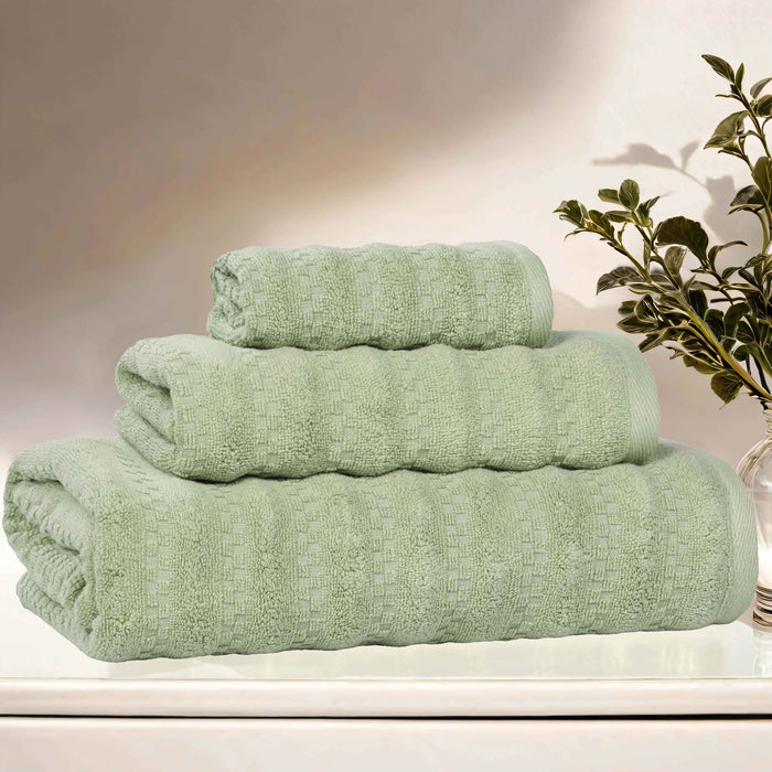 Zuma Zero Twist Cotton Medium Weight Soft Absorbent 3 Piece Towel Set