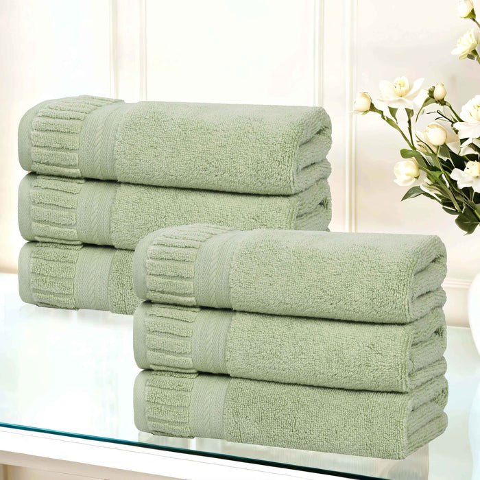 Venice Zero Twist Cotton Medium Weight Absorbent Hand Towels, Set of 6