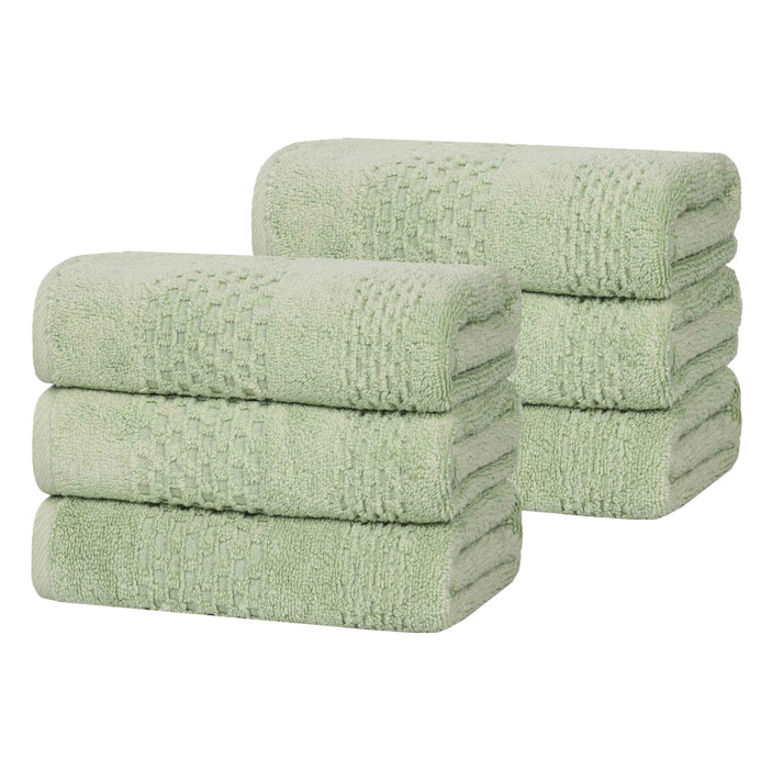 Playa Zero Twist Cotton Solid Waffle Textured Hand Towels, Set of 6