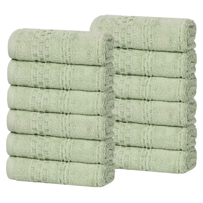 Playa Zero Twist Cotton Solid Waffle Textured Face Towels, Set of 12