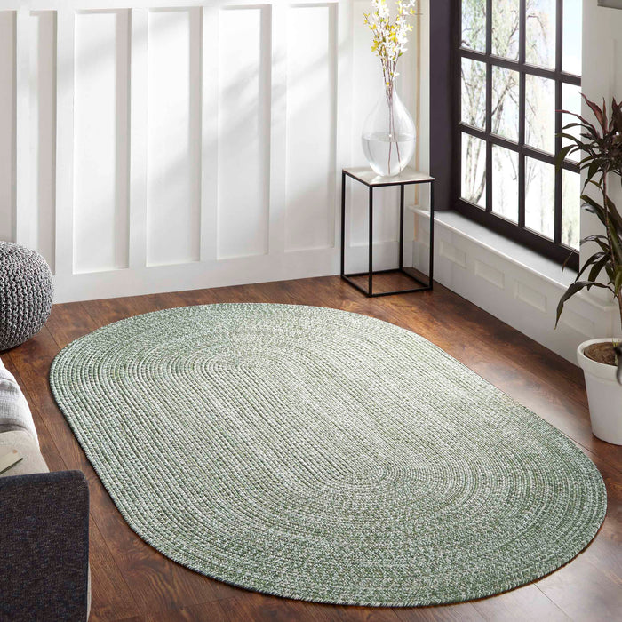 Reversible Braided Area Rug Two Tone Indoor Outdoor Rugs - Green