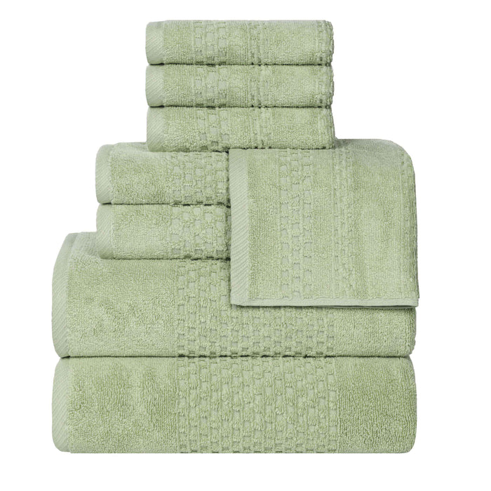 Playa Zero Twist Cotton Solid Waffle Textured 8 Piece Towel Set