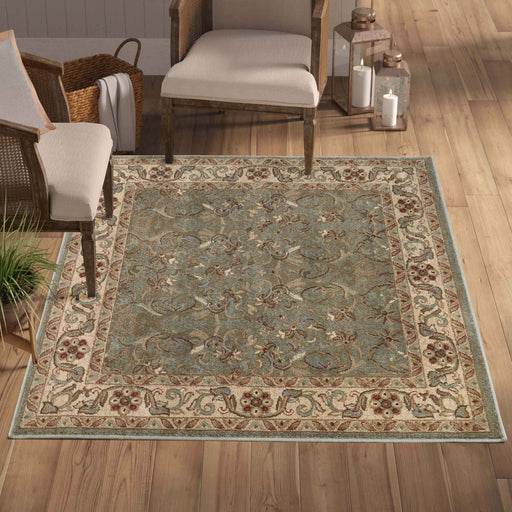 Heritage Traditional Floral Scroll Indoor Area Rug Or Runner Rug - Green