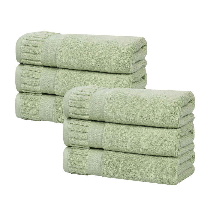 Venice Zero Twist Cotton Medium Weight Absorbent Hand Towels, Set of 6