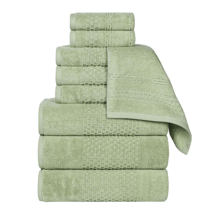 Playa Zero Twist Cotton Solid Waffle Textured 9 Piece Towel Set