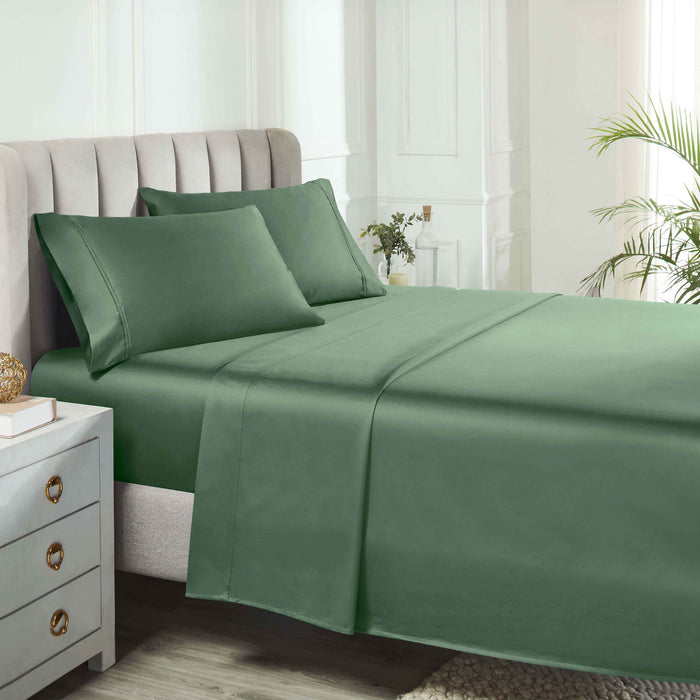 Egyptian Cotton 850 Thread Count Solid Bed Sheet Set - Green