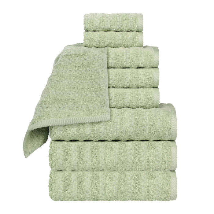 Zuma Zero Twist Cotton Medium Weight Soft Absorbent 9 Piece Towel Set