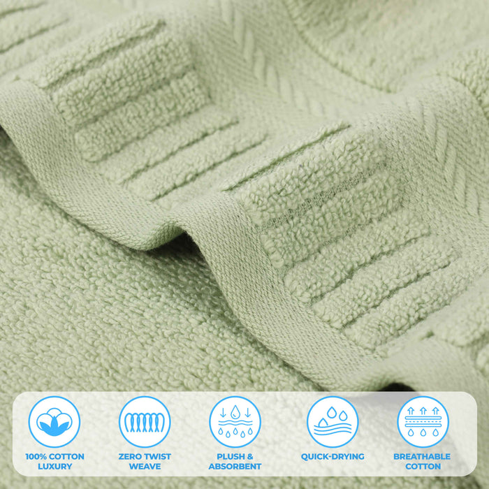 Venice Zero Twist Cotton Medium Weight Absorbent Hand Towels, Set of 6