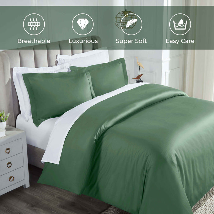 Egyptian Cotton 850 Thread Count Solid Duvet Cover Set - Green