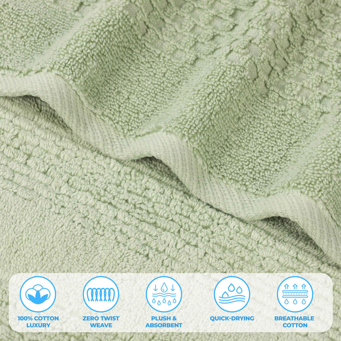 Playa Zero Twist Cotton Solid Waffle Textured 9 Piece Towel Set