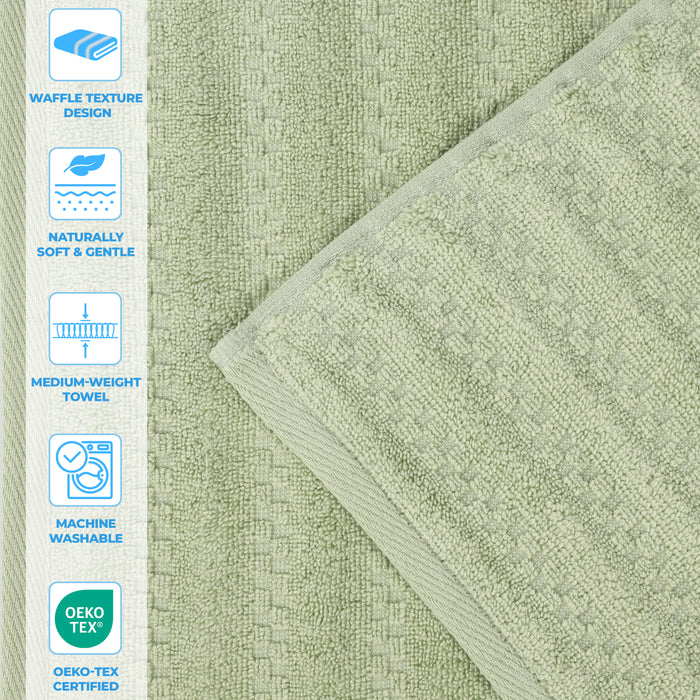 Zuma Zero Twist Cotton Medium Weight Face Towels Washcloths, Set of 12