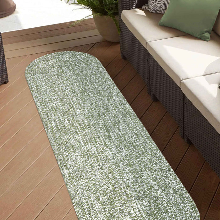 Reversible Braided Area Rug Two Tone Indoor Outdoor Rugs - Green