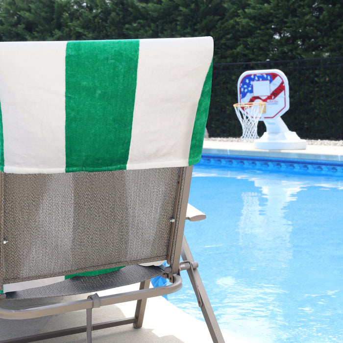 Cabana Striped Cotton Standard Size Towel / Chaise Lounge Chair Cover - Green