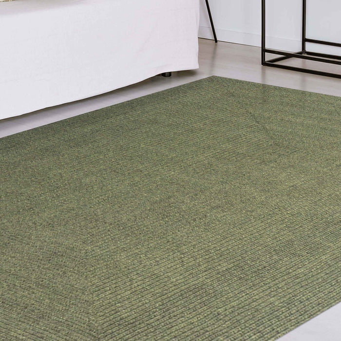 Bohemian Rectangle Indoor Outdoor Rugs Solid Braided Area Rug - Green