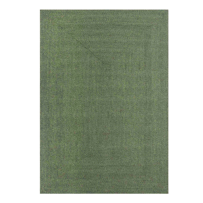 Bohemian Rectangle Indoor Outdoor Rugs Solid Braided Area Rug - Green