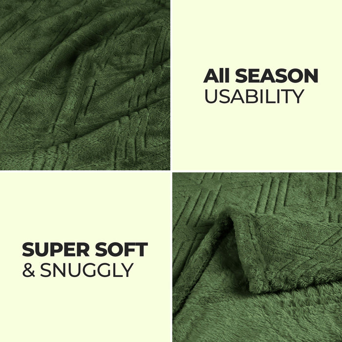 Diamond Flannel Fleece Plush Ultra Soft Blanket - Green