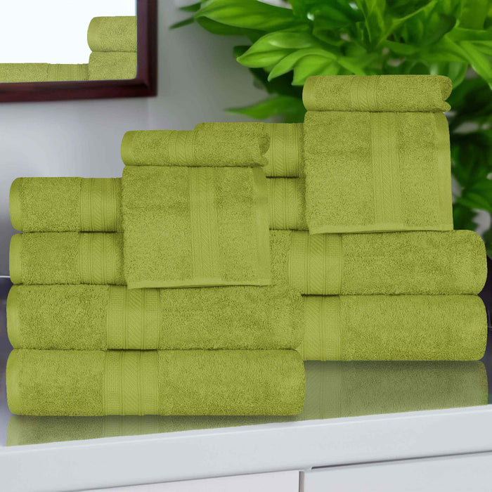 Atlas Cotton Plush Heavyweight Luxury 12 Piece Assorted Towel Set - GreenEssence