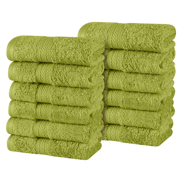 Atlas Cotton Plush Heavyweight Luxury Face Towel Washcloth Set of 12 - GreenEssence