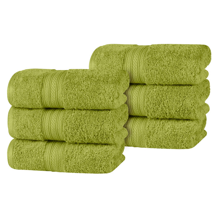 Atlas Combed Cotton Highly Absorbent Solid Hand Towels Set of 6 - Green Essence