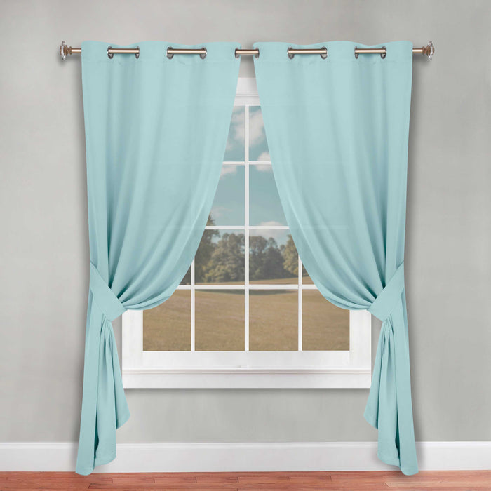 Solid Machine Washable Room Darkening Blackout Curtains, Set of 2 - Blue Nile Mills